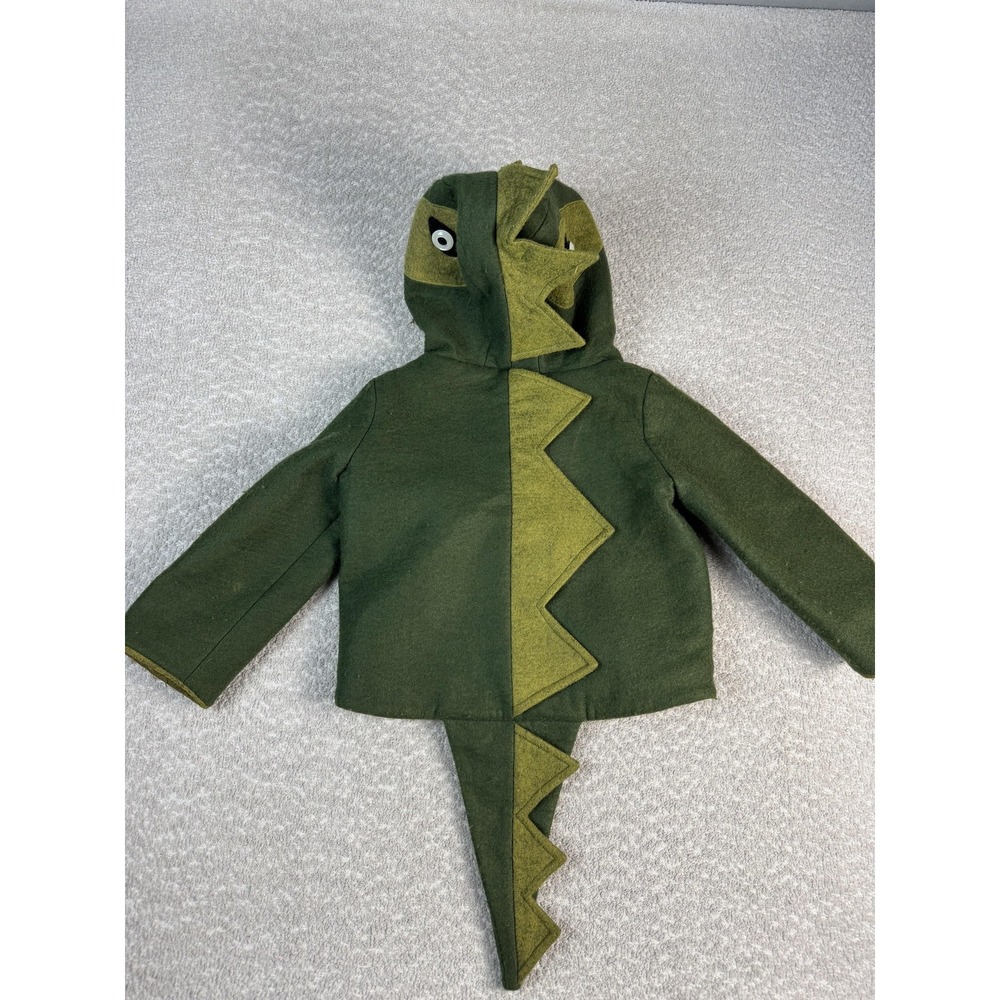 Little Goodall Coat Toddler 4 Green Wool Dinosaur Costume Hooded Tail Spikes - Picture 6 of 8